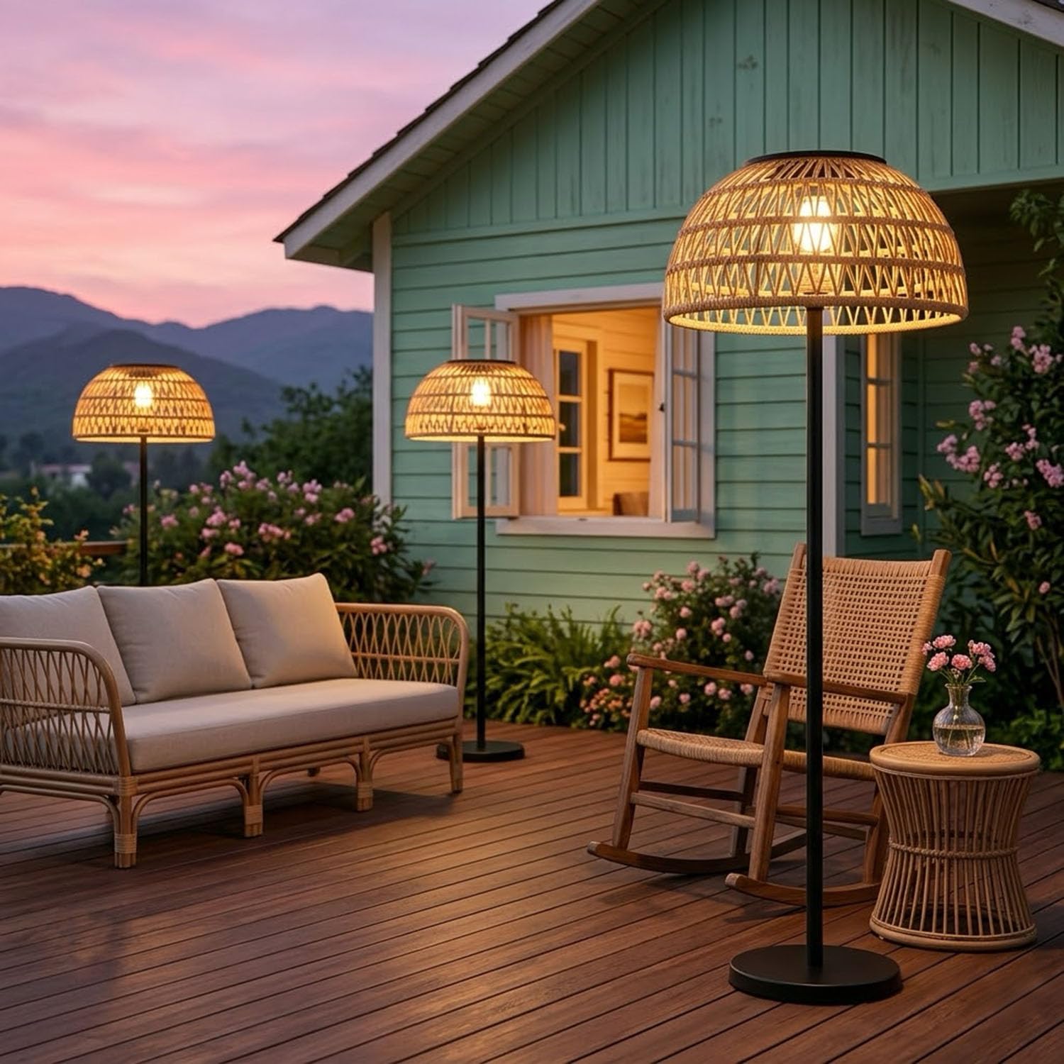 Beige Solar Outdoor Floor Lamp - Solar Lamp review and price